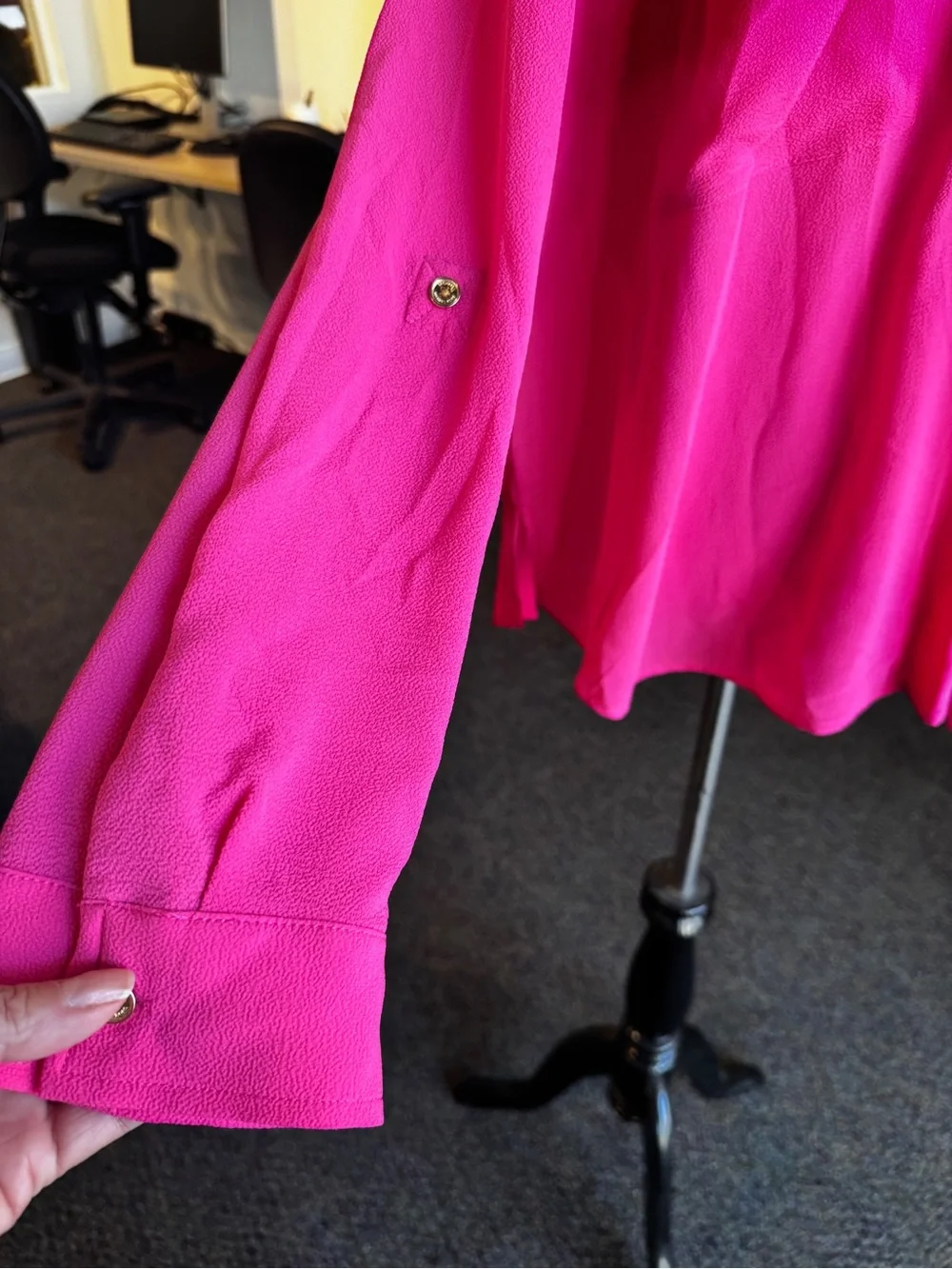 Michael Kors Hot Pink Half-Zip Collared Sweatshirt